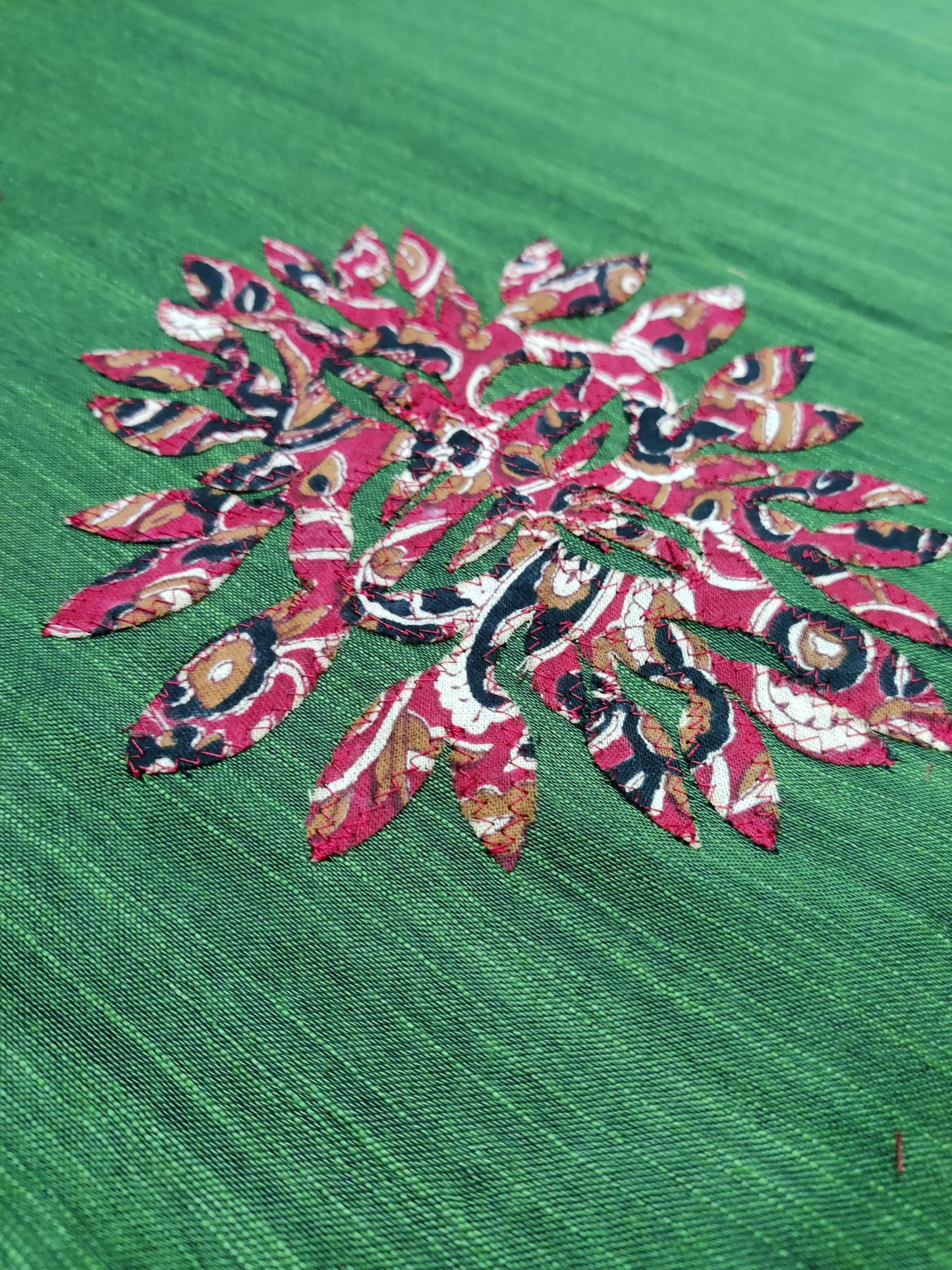 Khadi cotton saree applique work