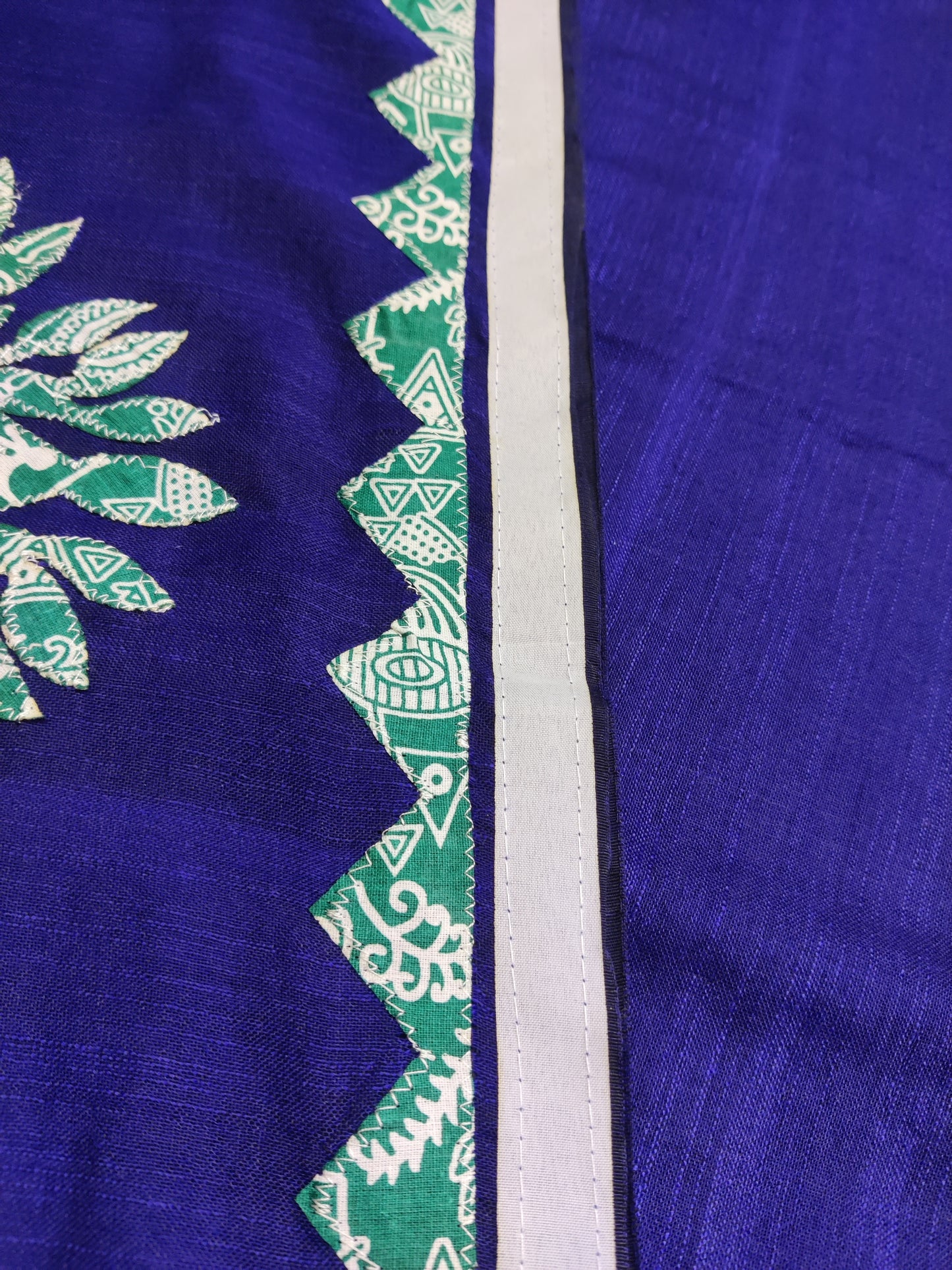 Khadi cotton saree applique work