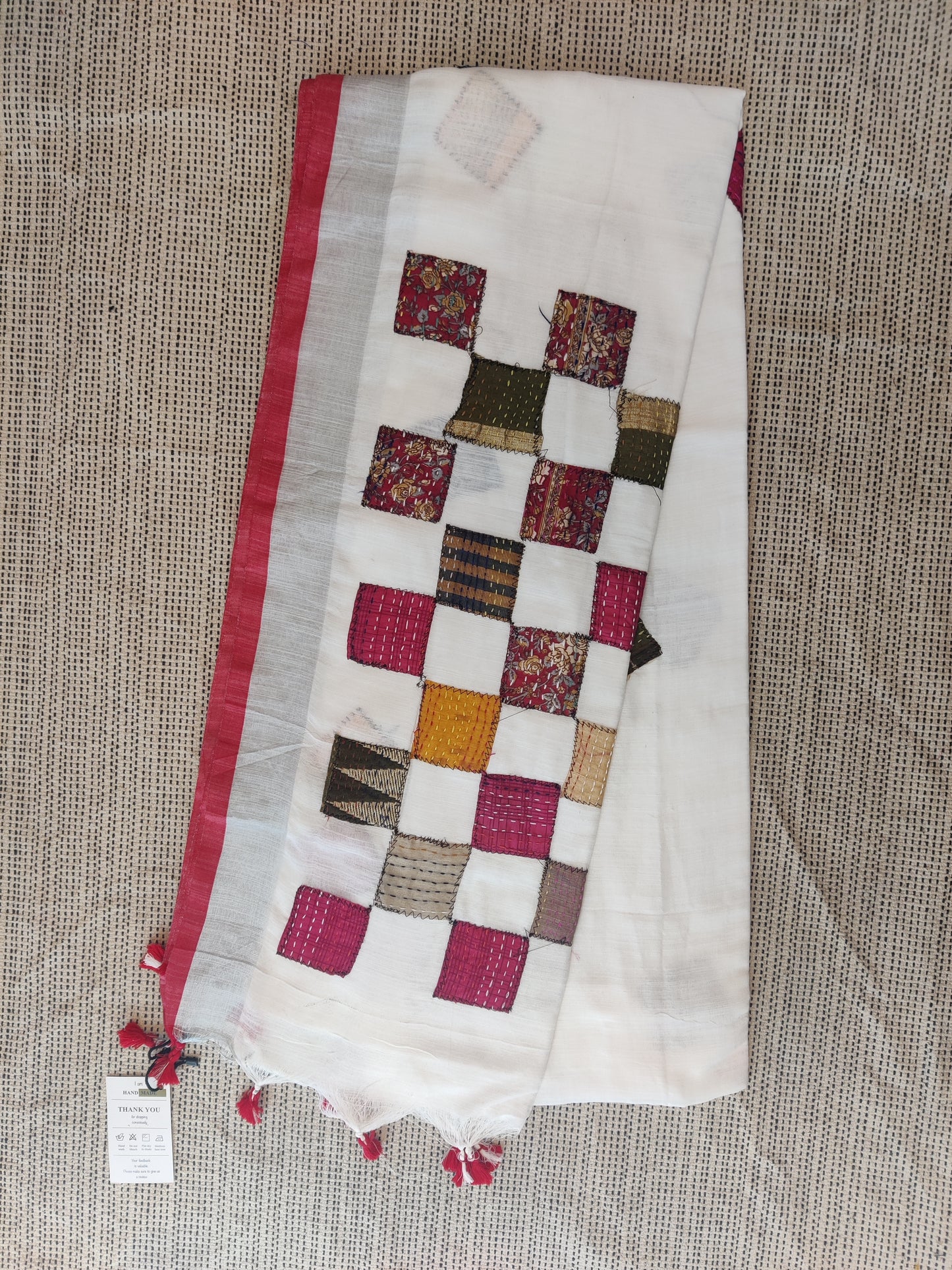 Applique Khadi Cotton Saree