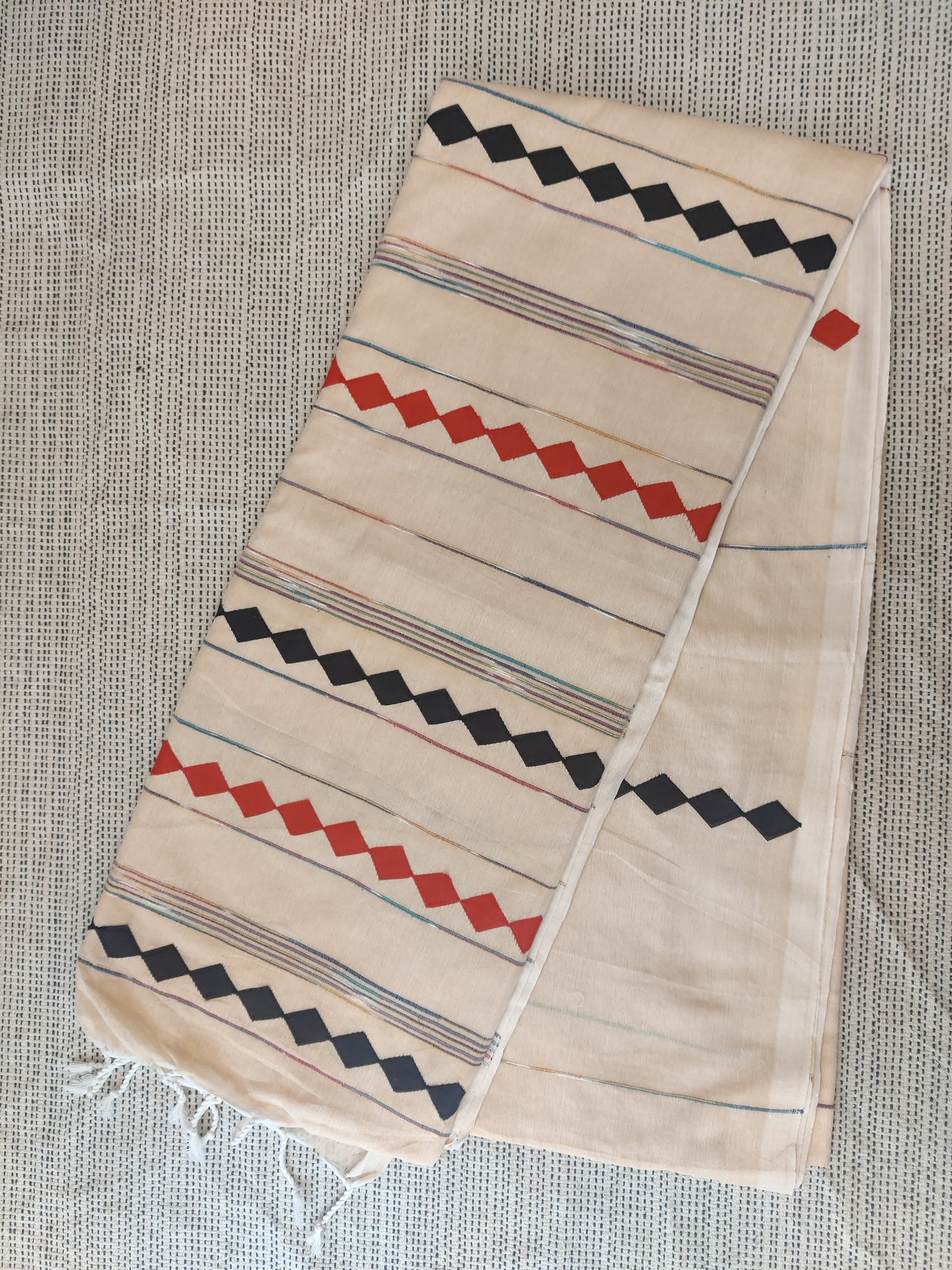 Applique Khadi Cotton Saree: