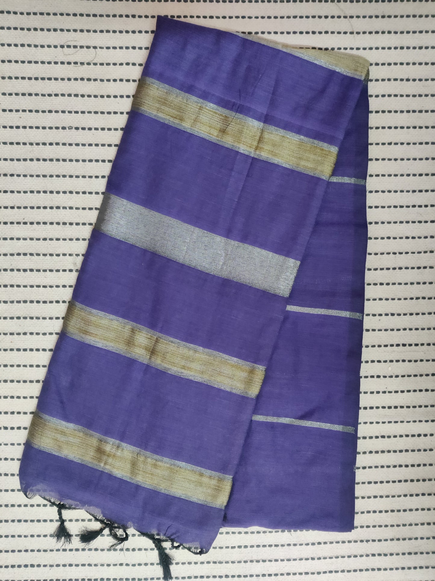 Striped khadi cotton saree