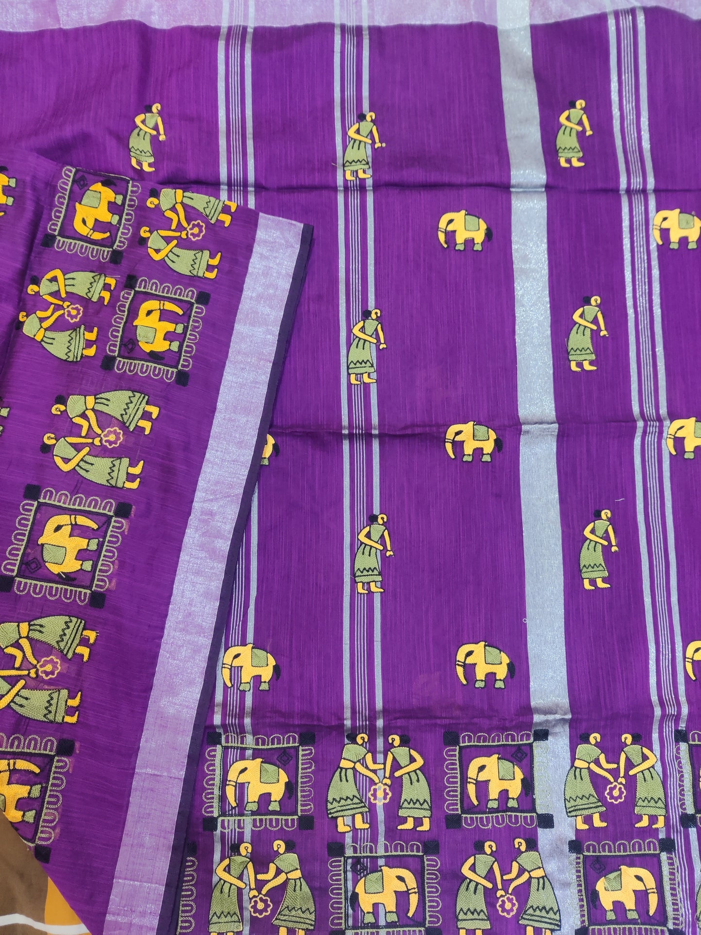 Khadi cotton embroidered Saree