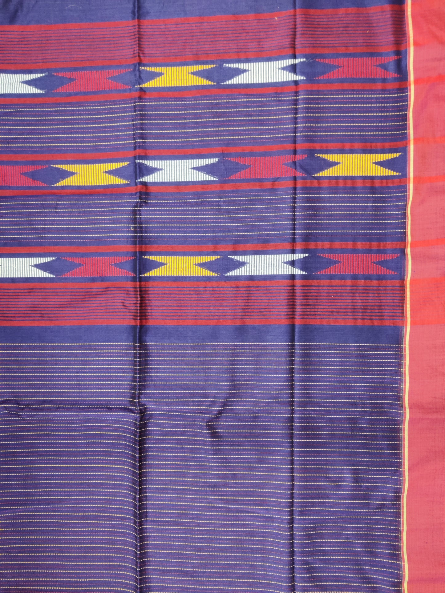 Striped mul cotton saree