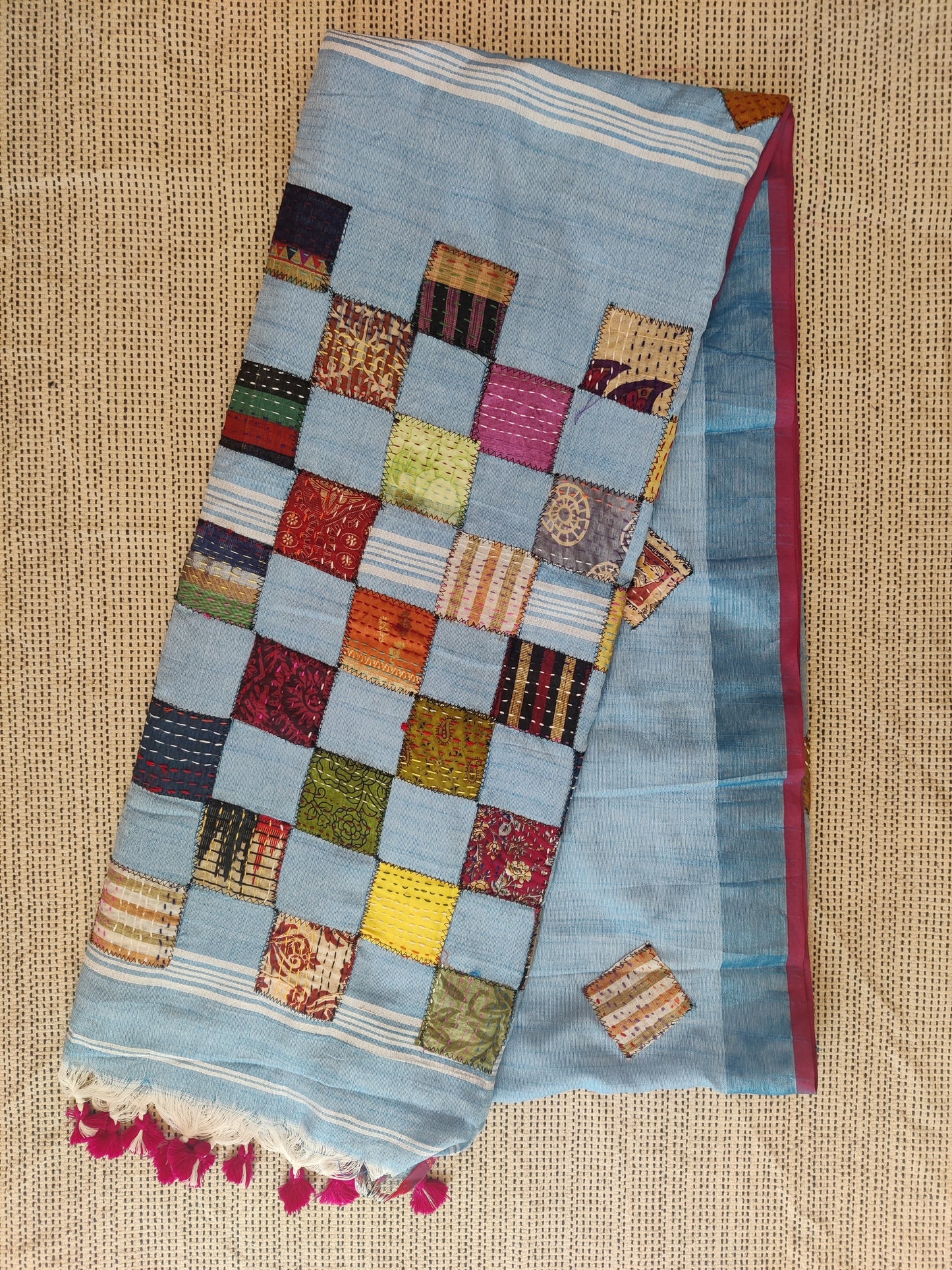 Applique Khadi Cotton Sari