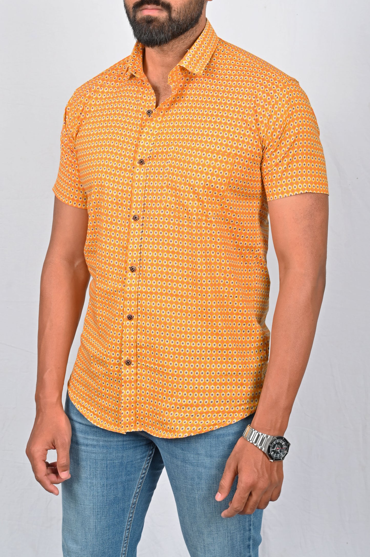 Shirt - Yellow Block Printed