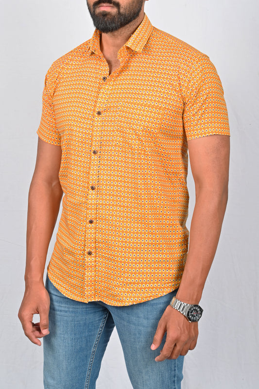 Shirt - Yellow Block Printed