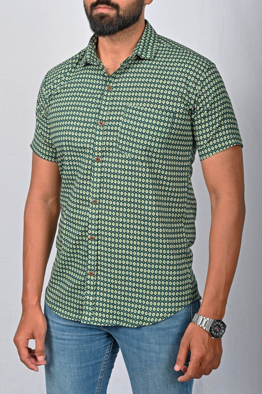 Shirt - Green Block Printed