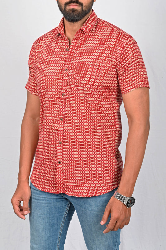Shirt - Red Block Printed