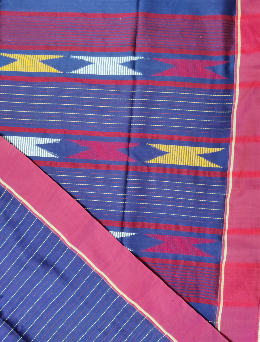 Striped mul cotton saree