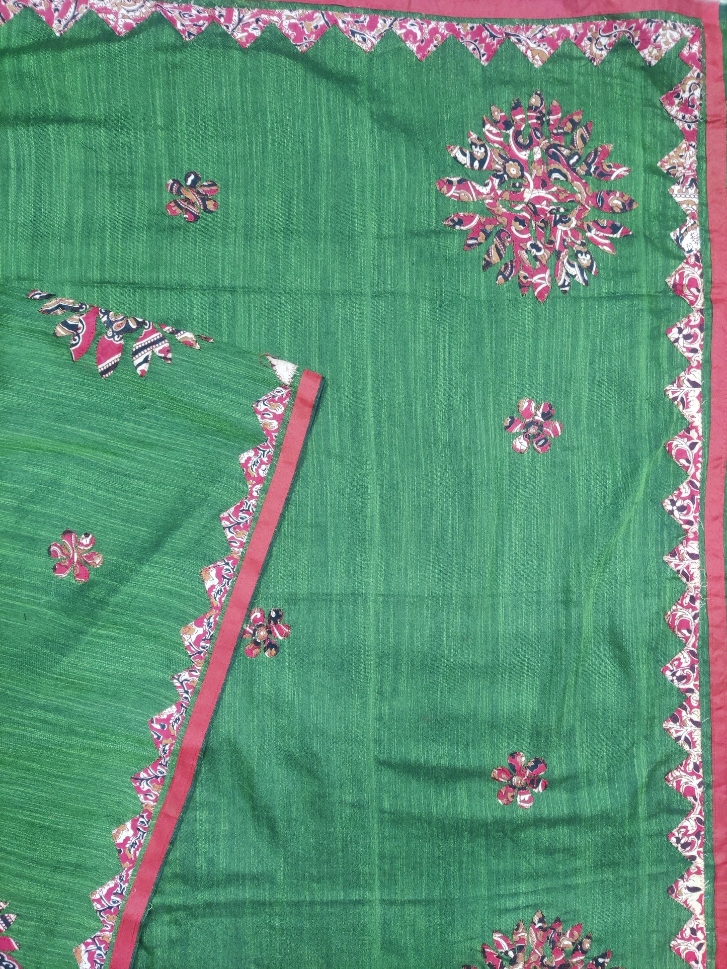 Khadi cotton saree applique work