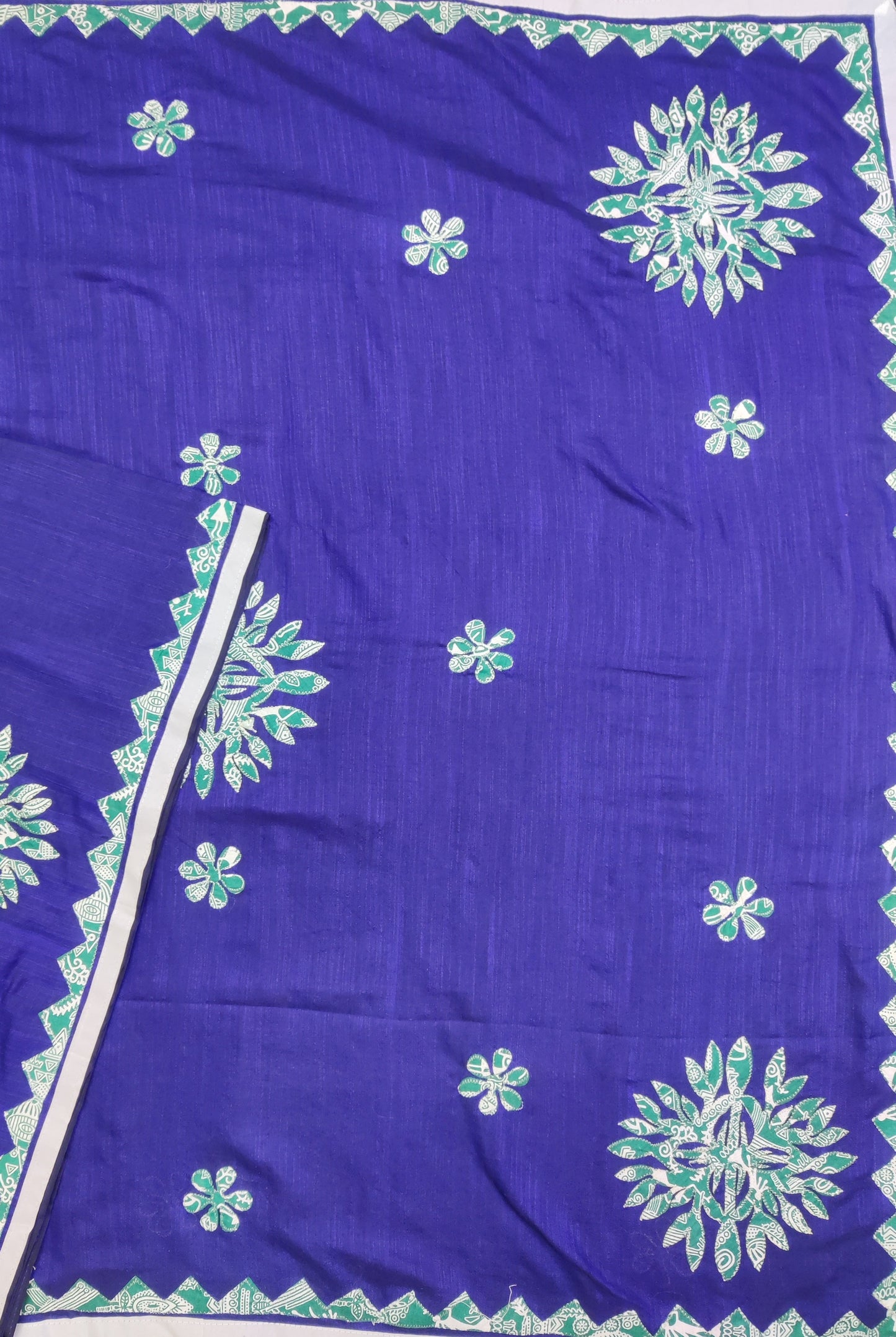 Khadi cotton saree applique work