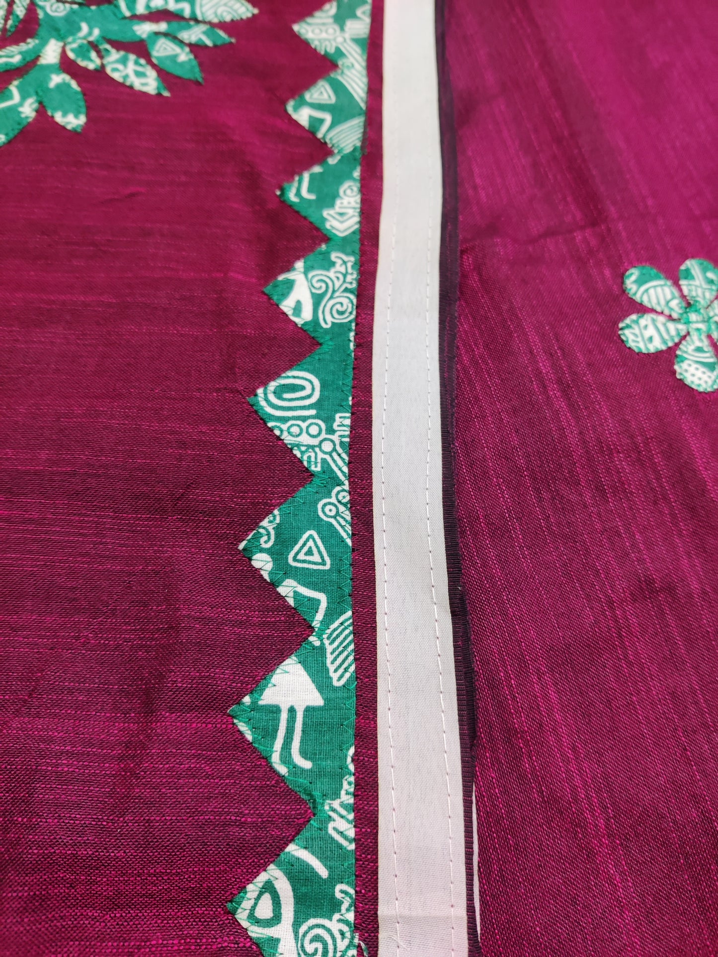 Khadi cotton saree applique work
