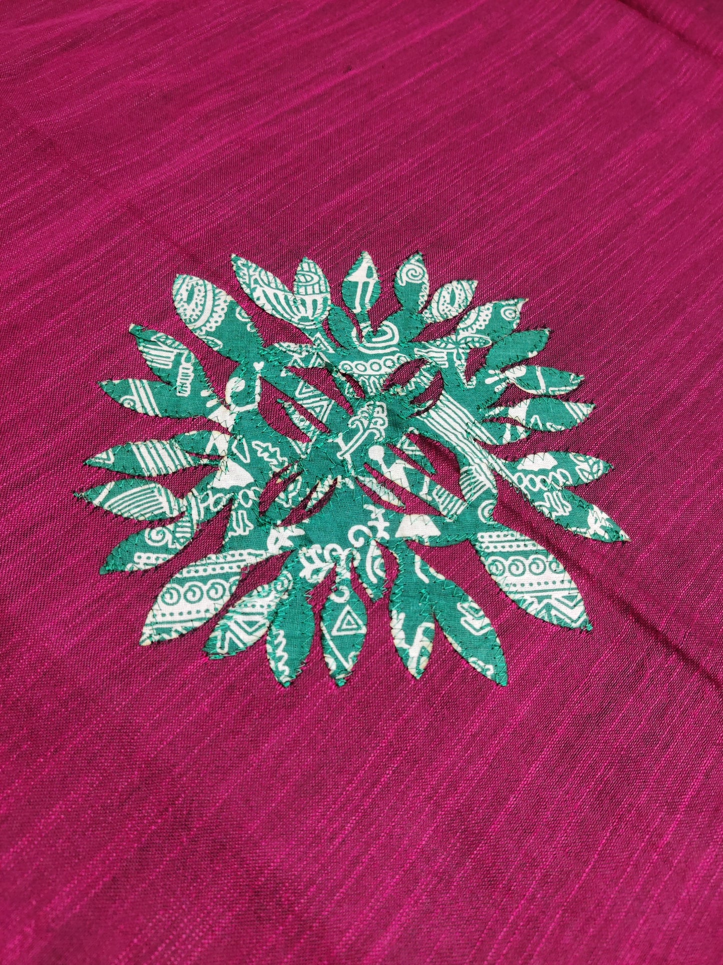 Khadi cotton saree applique work