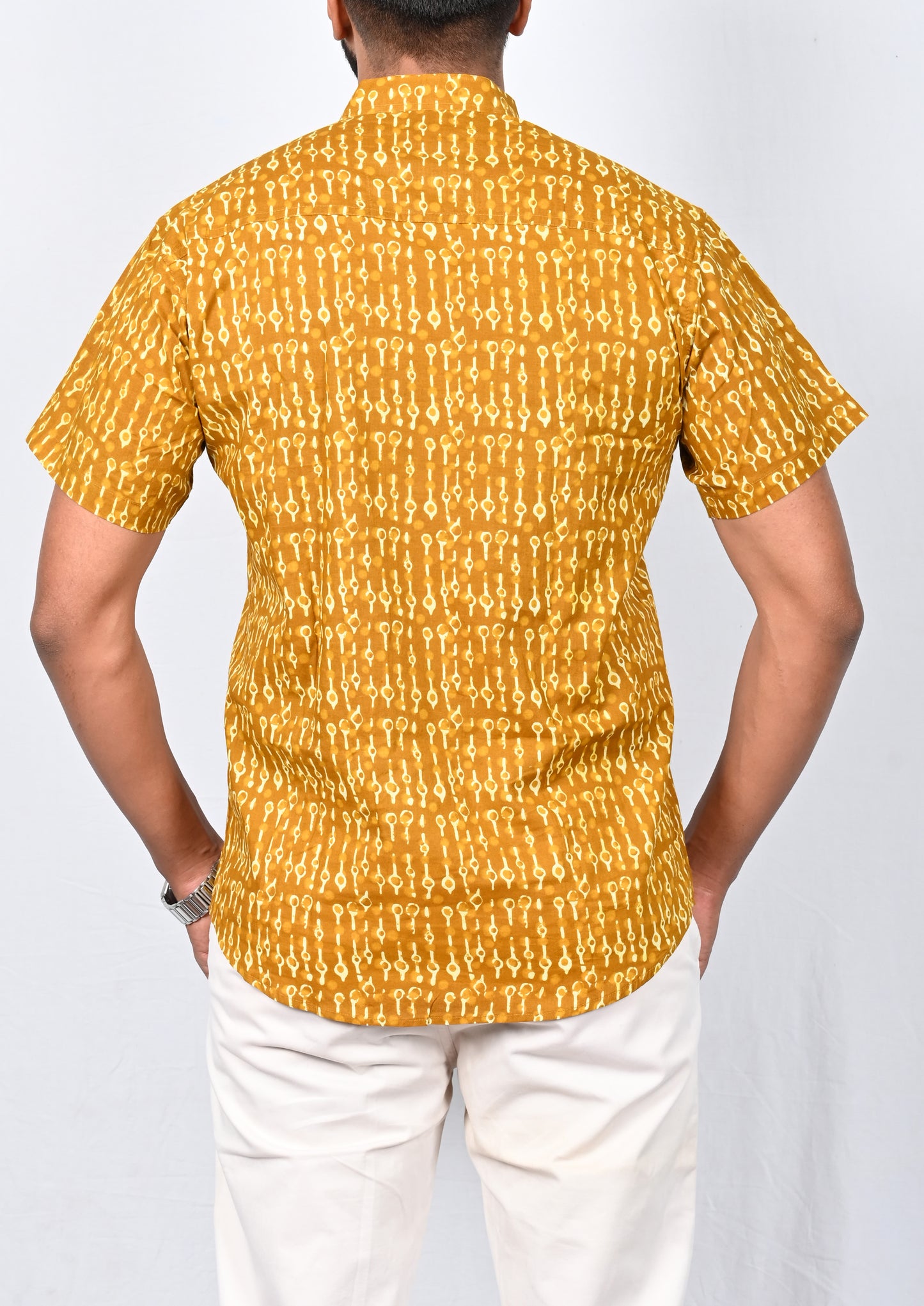 Yellow block printed Short Kurta