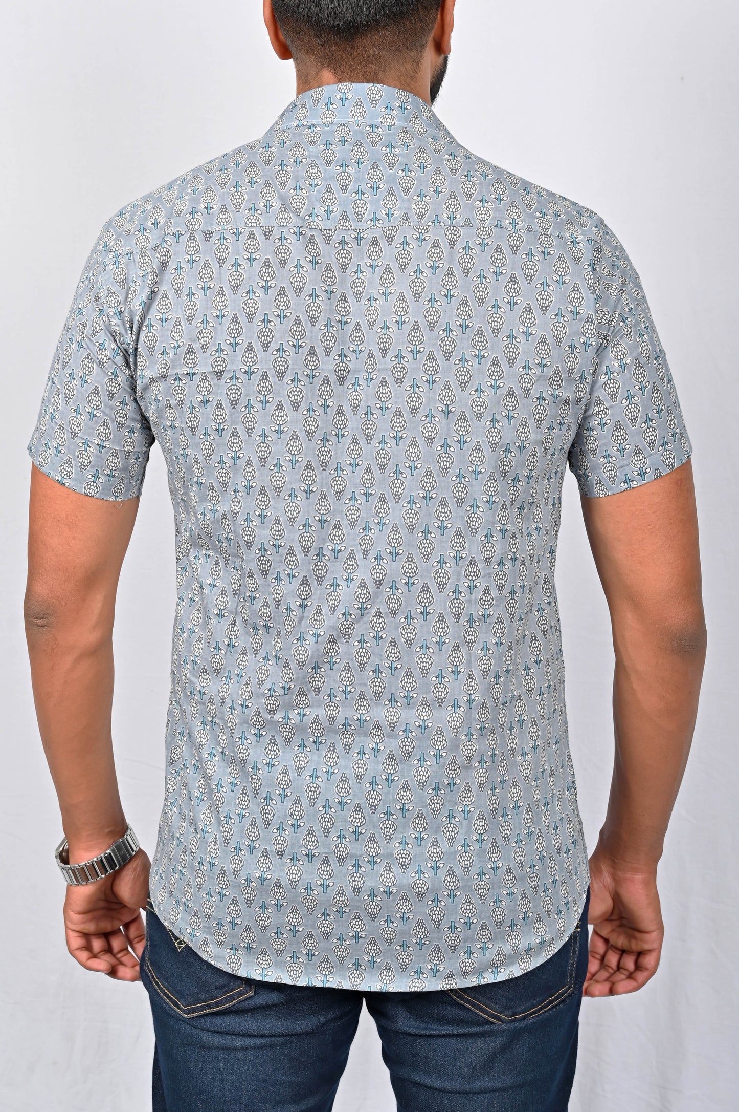 Shirt - Light Grey Block Printed
