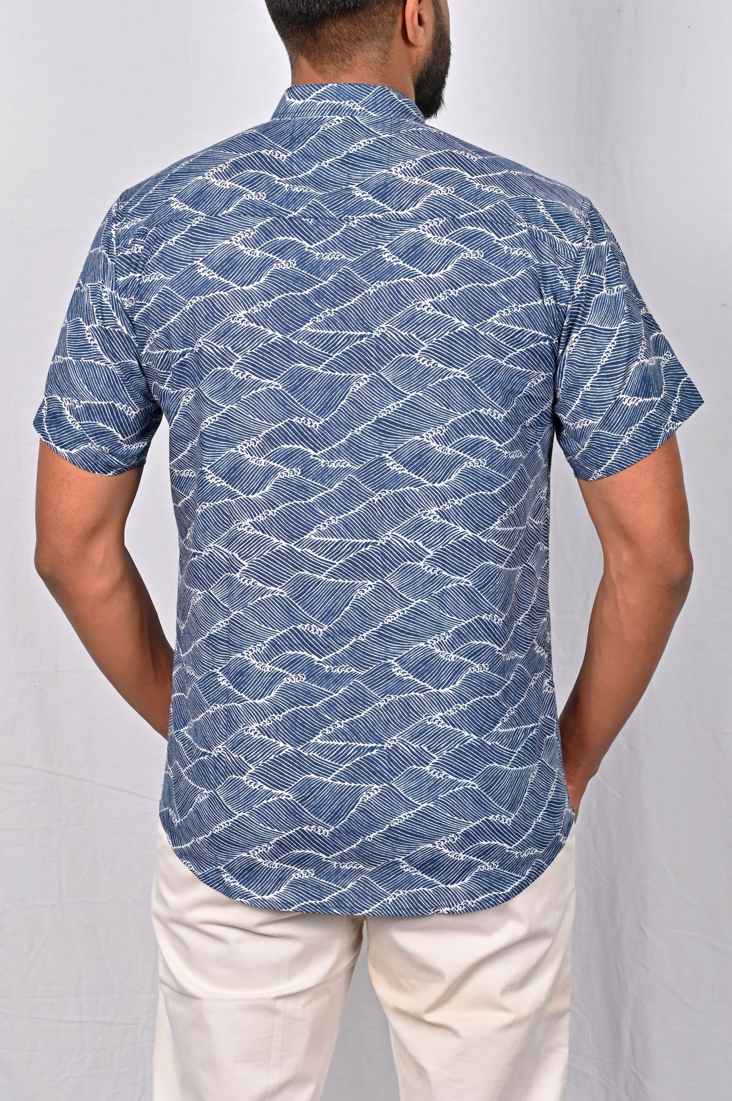 Blue block printed short kurta
