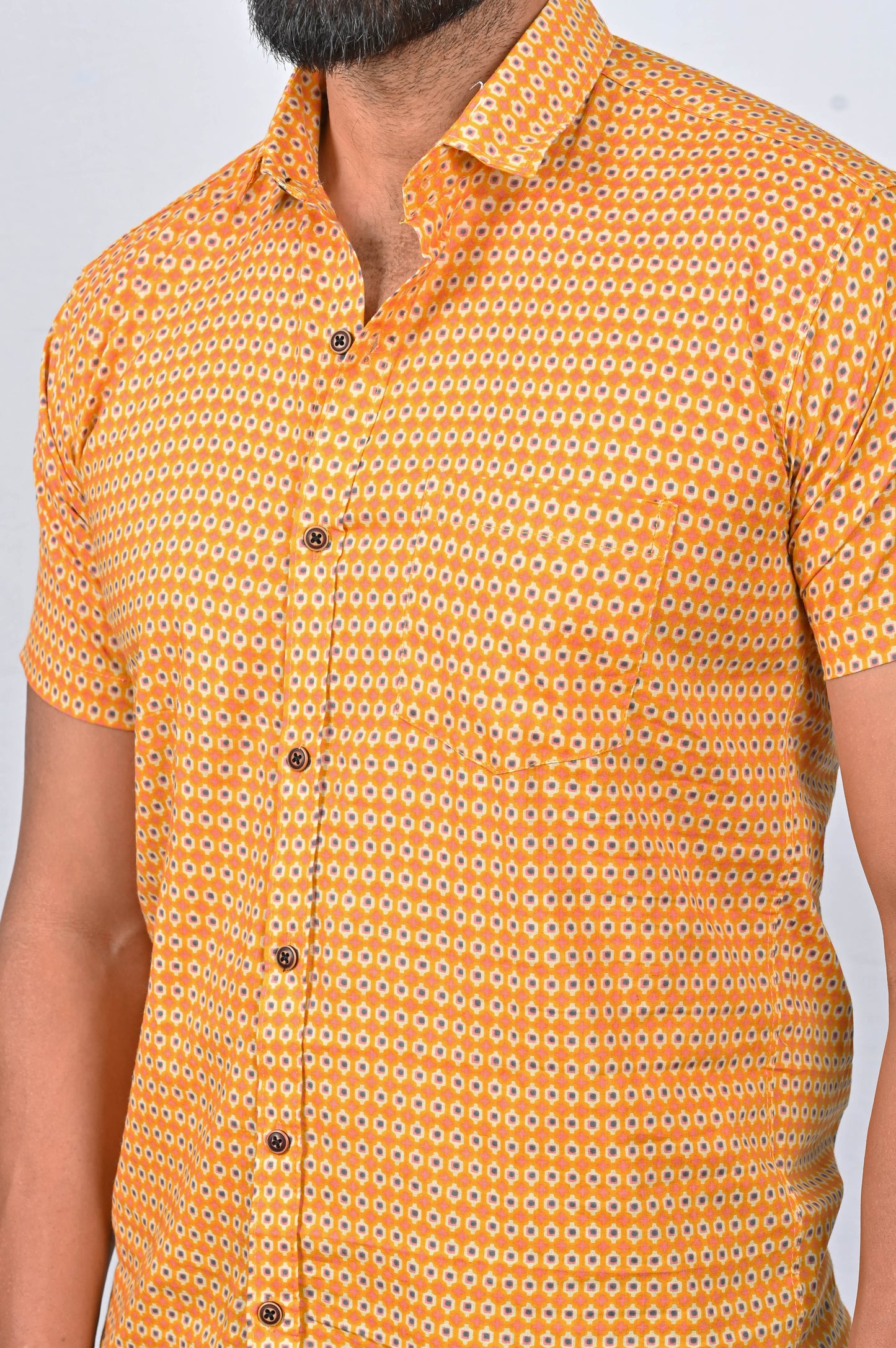 Shirt - Yellow Block Printed