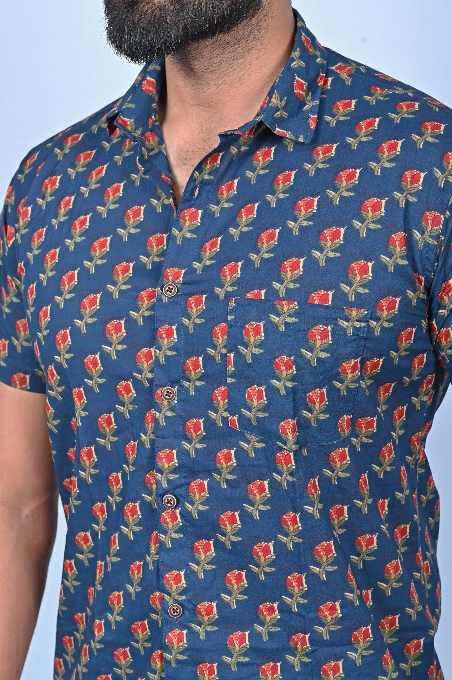 Shirt - Blue Block Printed