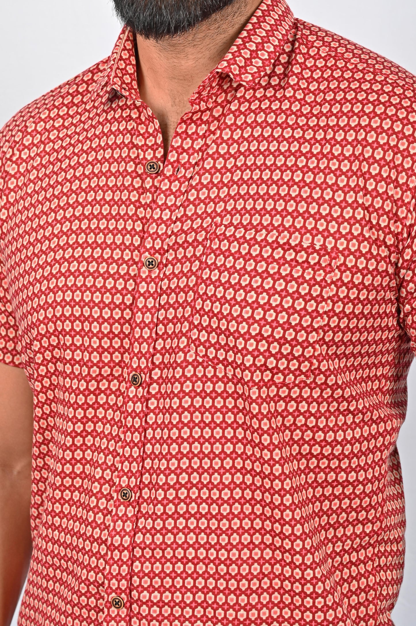 Shirt - Red Block Printed