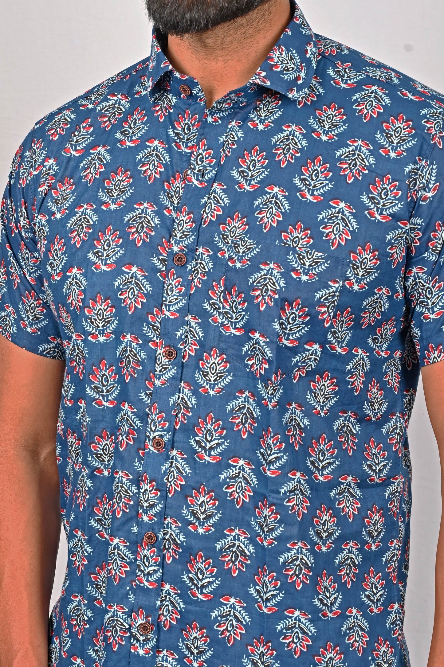 Shirt - Blue Block Printed