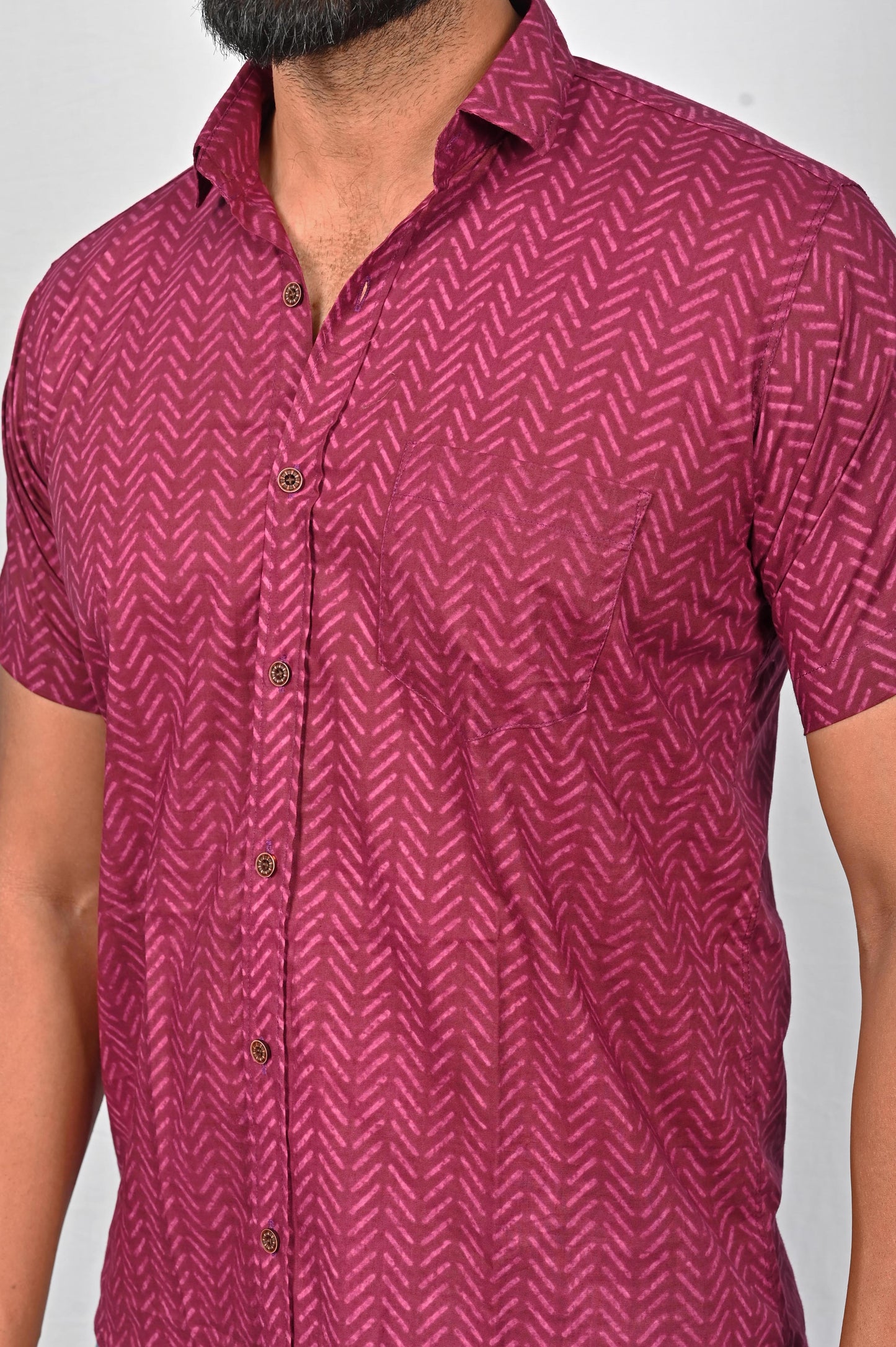 Shirt -  Maroon Block Printed