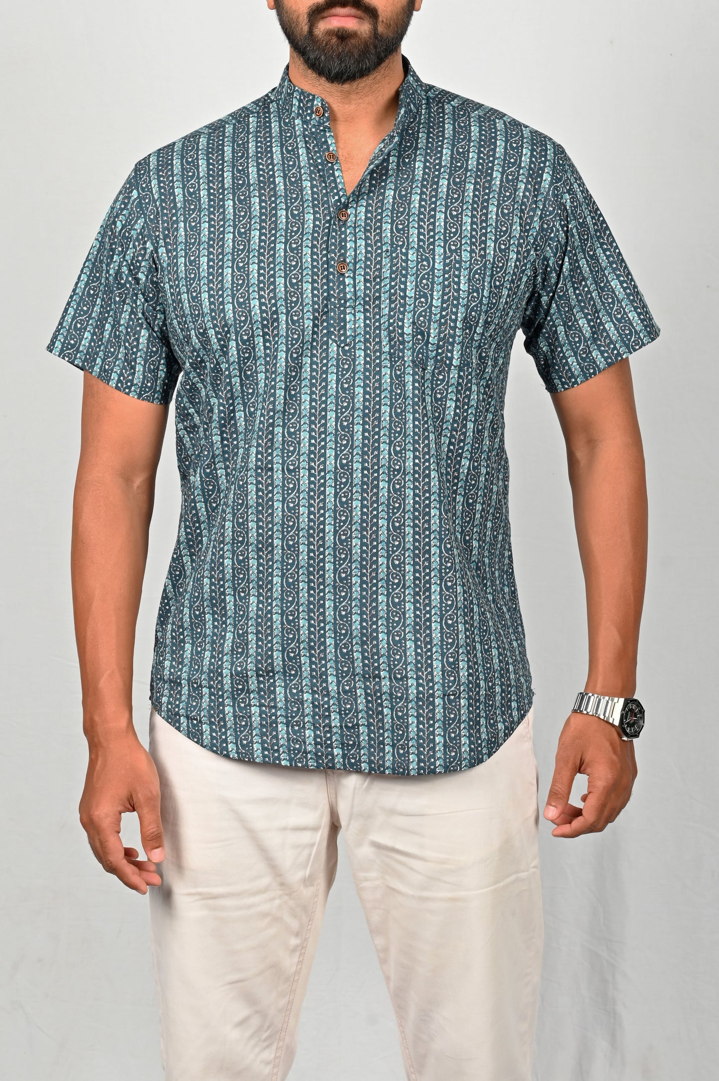 Indigo blue block printed kurta