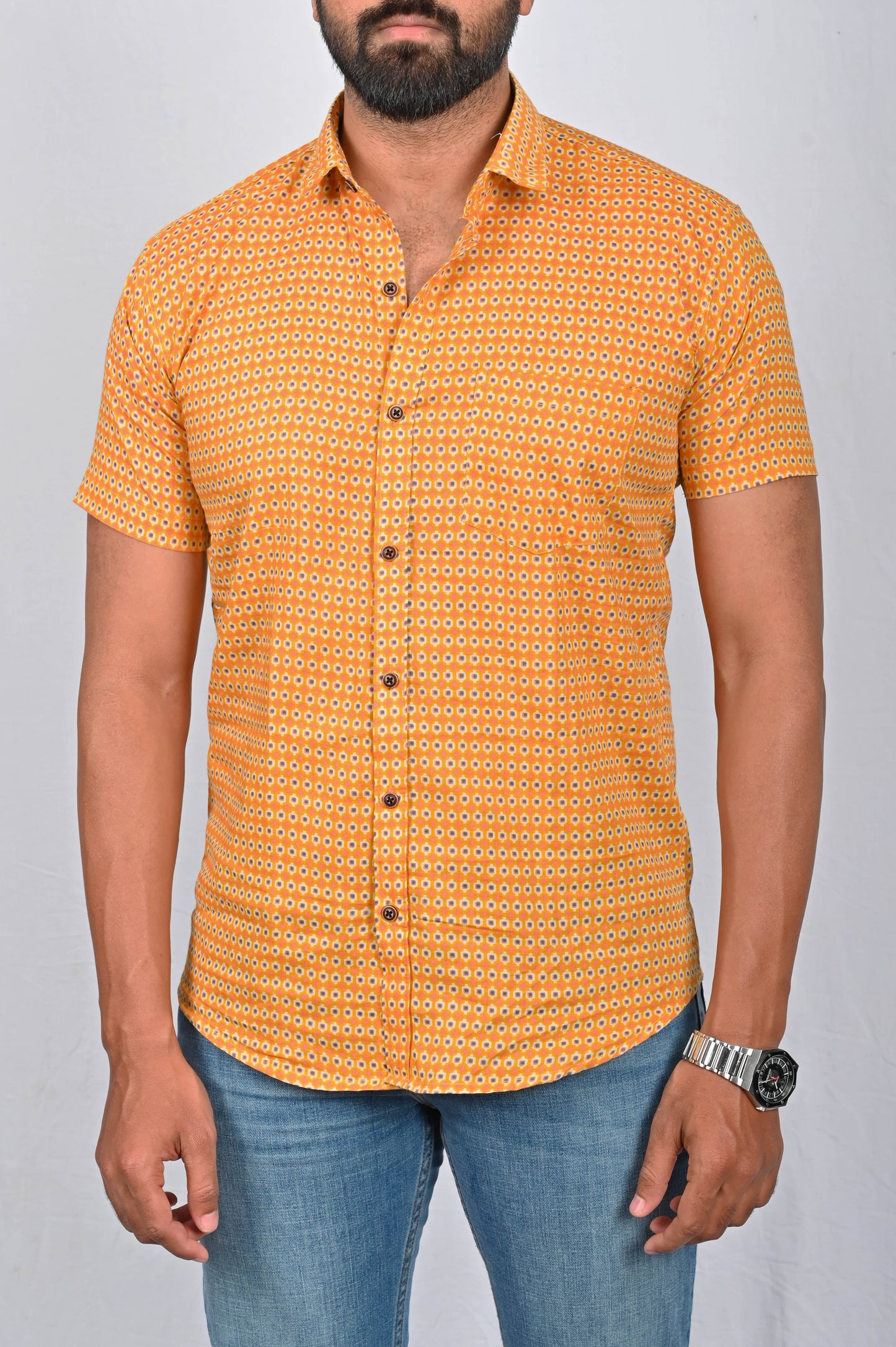 Shirt - Yellow Block Printed