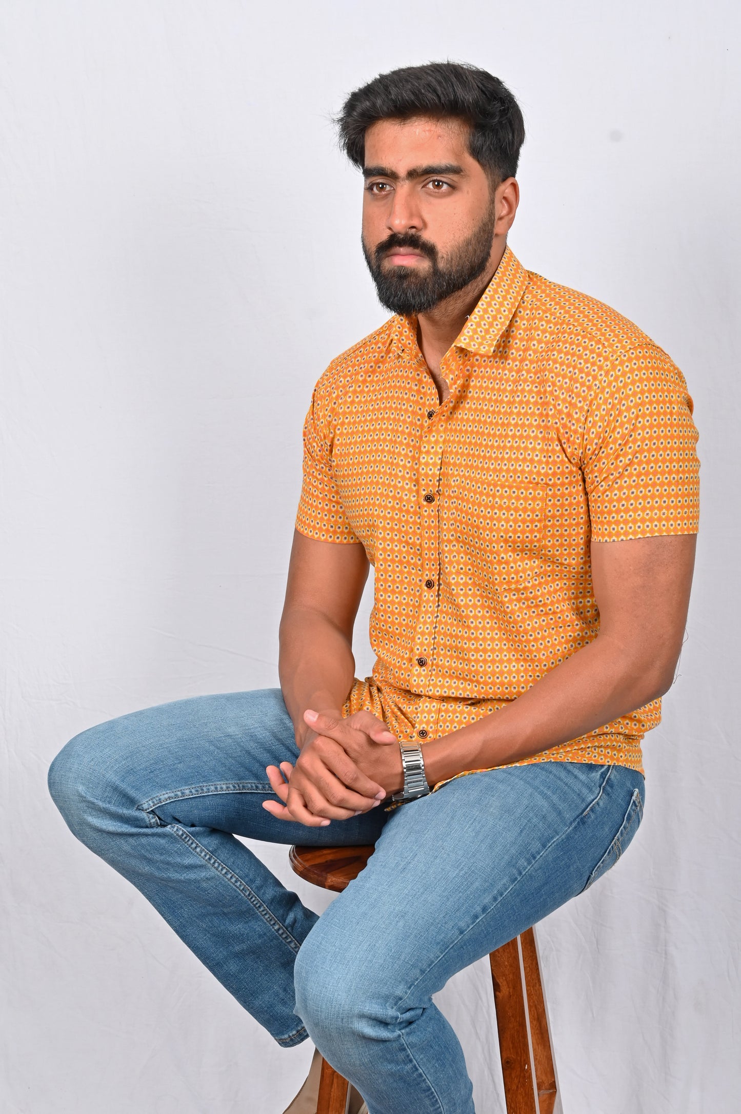 Shirt - Yellow Block Printed