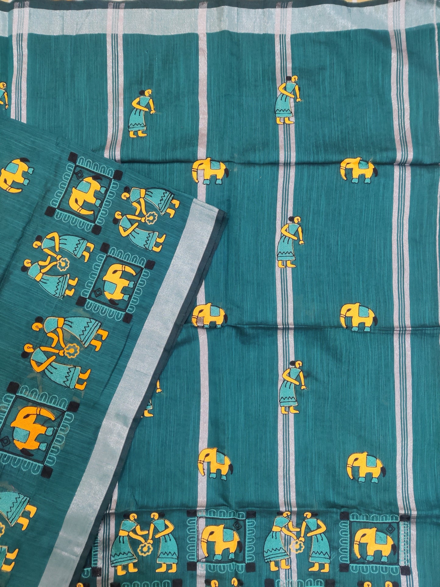 Khadi cotton embroidered Saree