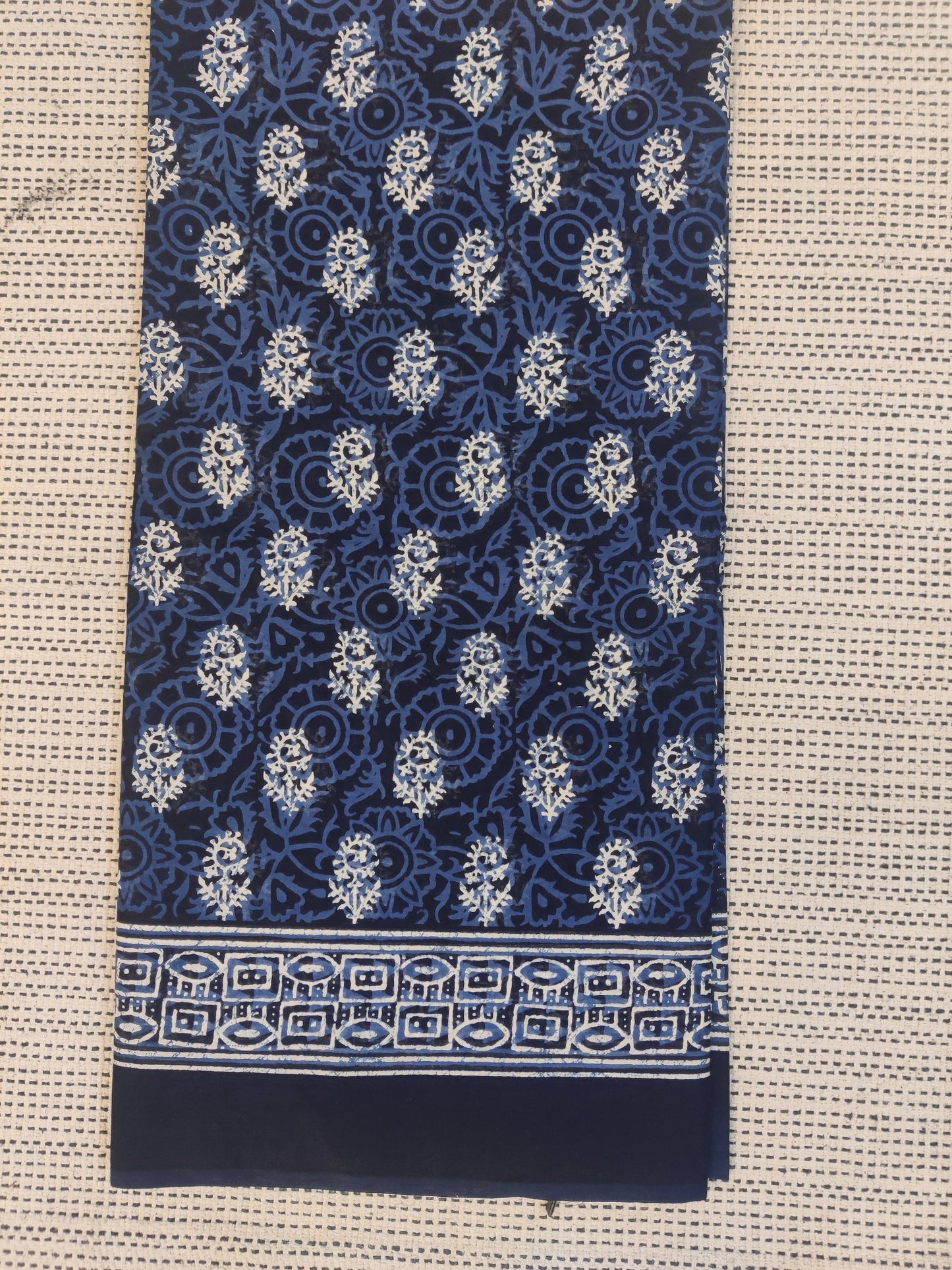 Indigo Mul cotton saree