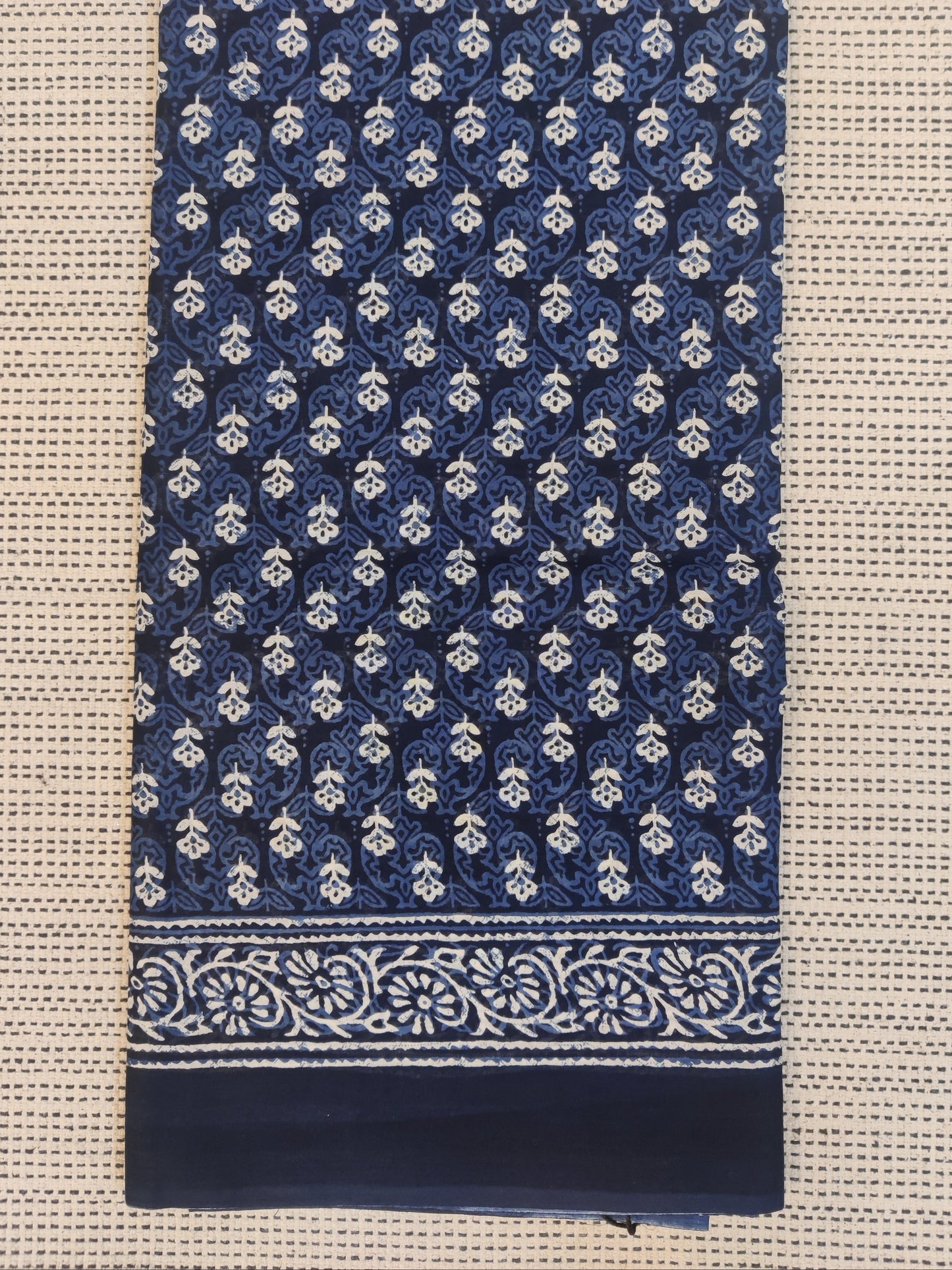 Indigo Mul cotton saree