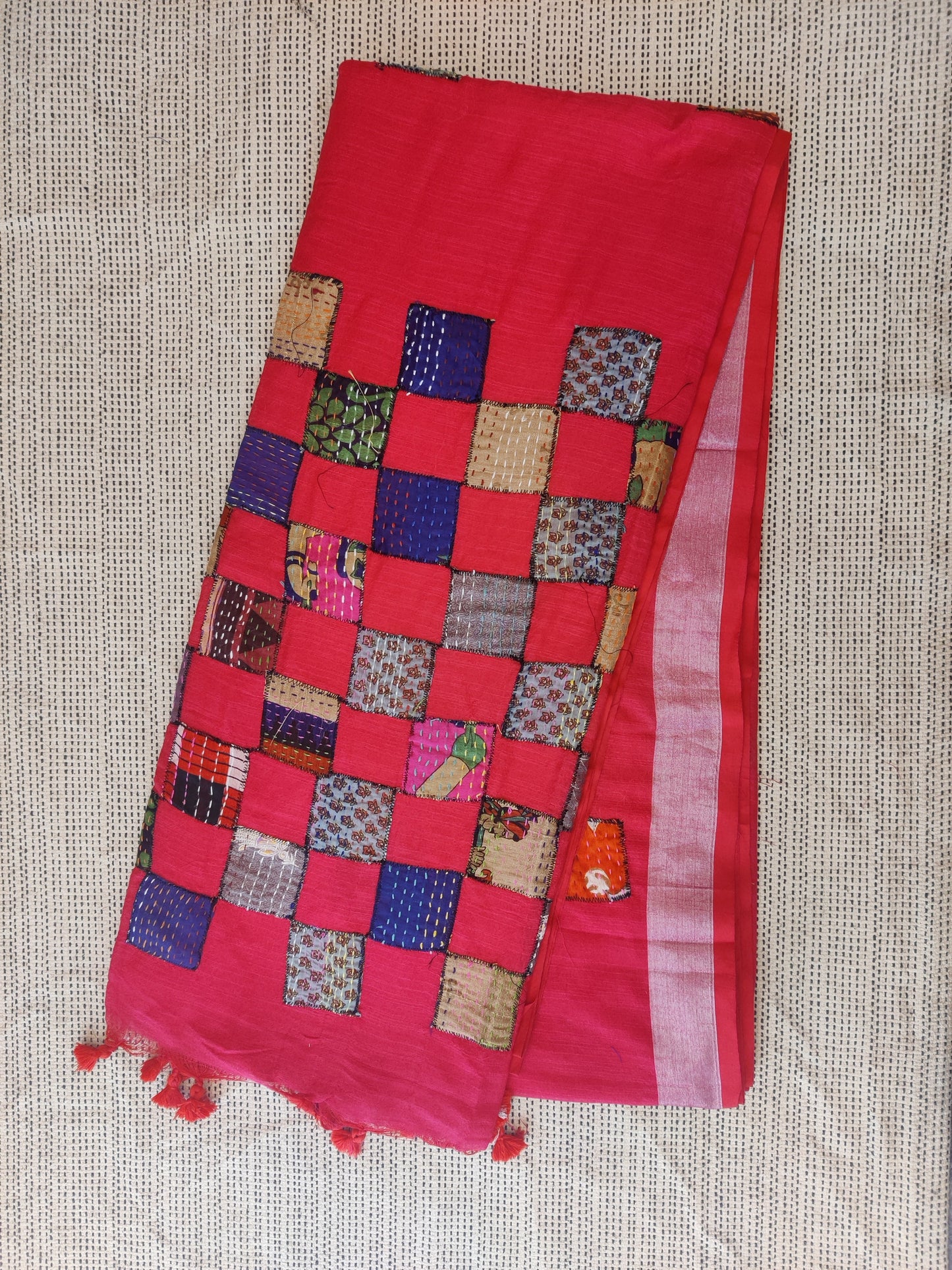 Applique Khadi Cotton Saree