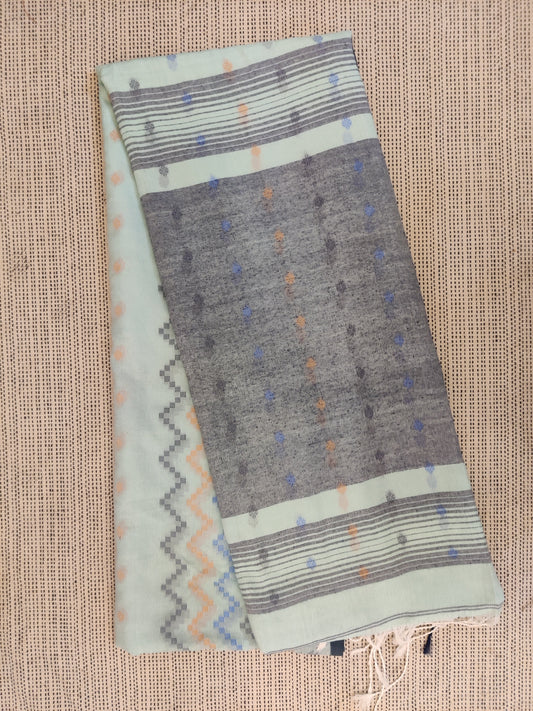 Pastel Blue Mul Cotton Saree